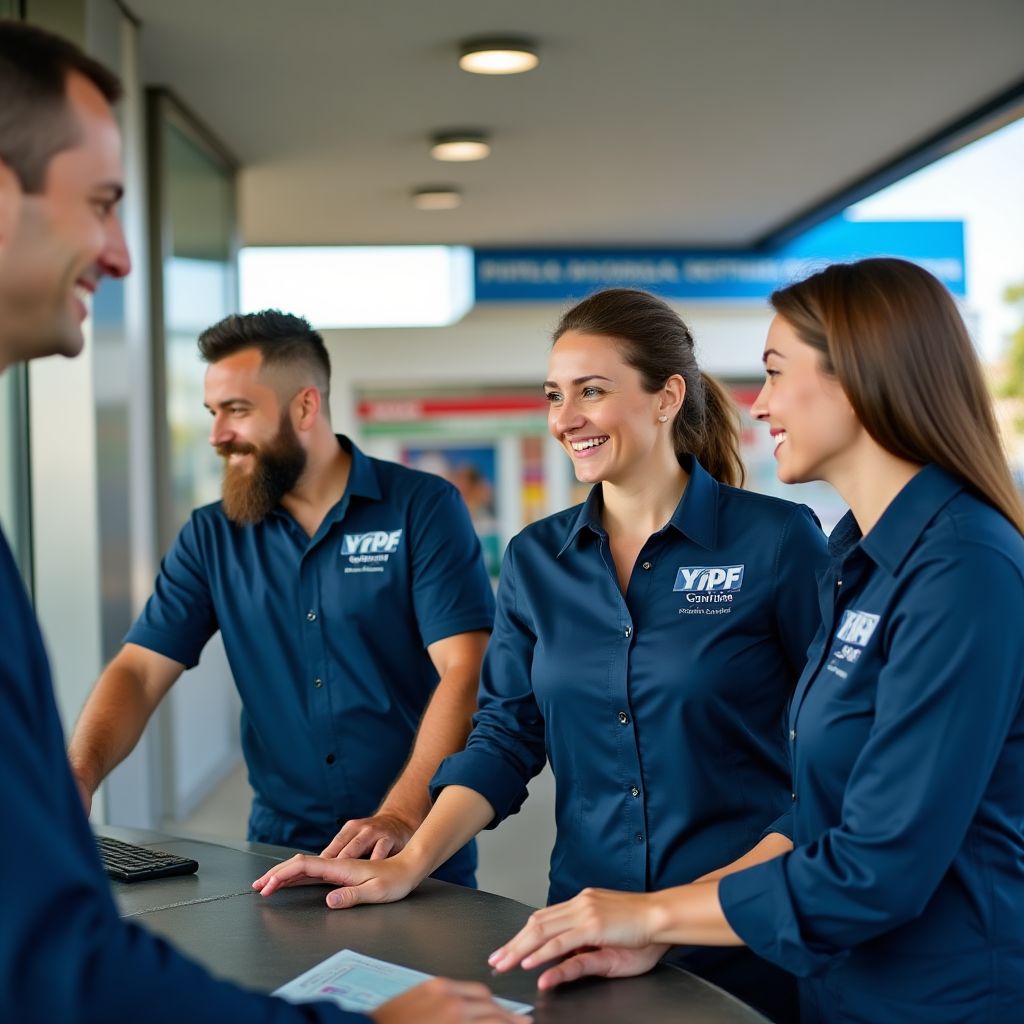 Personal de YPF atendiendo a clientes